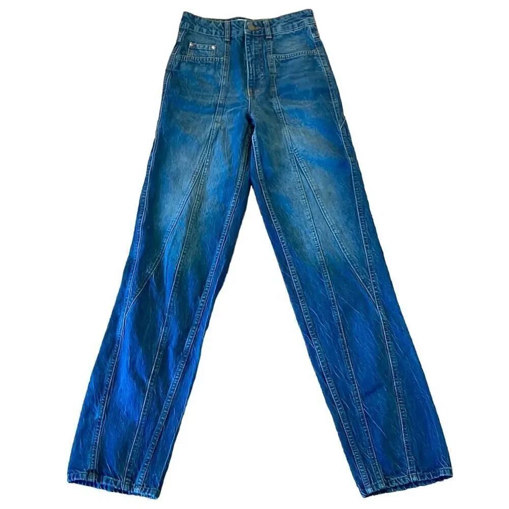 Zara seam front high rise tapered straight leg jeans 2